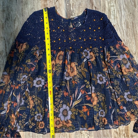 Anthro Mynah’s Reynu Taandon Cristy Crochet Blouse Floral Multicolor Boho XS NWT - Picture 7 of 11